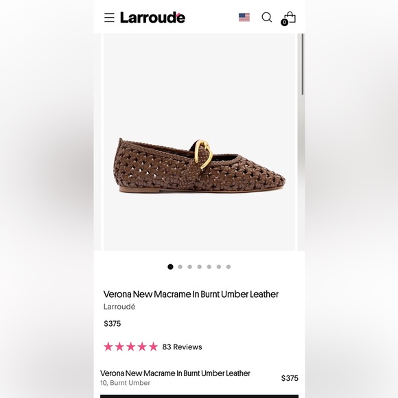 NEW IN BOX | Larroudé Verona New Macrame Ballet Flat | size 10 - Picture 11 of 14